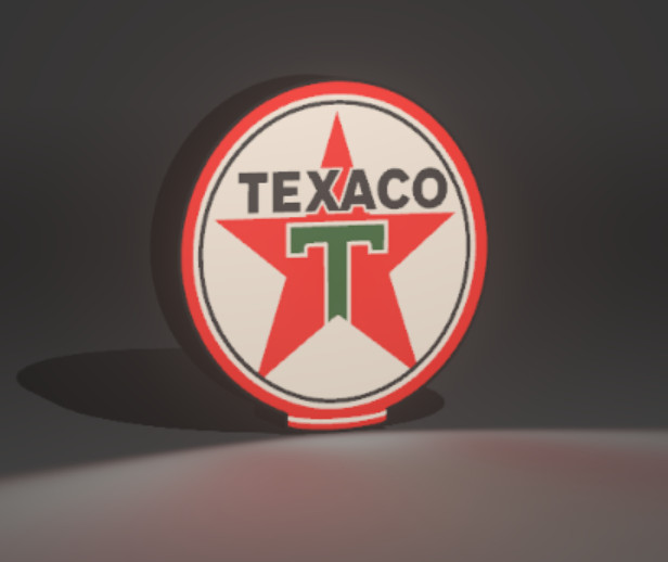 Texaco Gasoline Globe Design Advertising 3D Printed LED Light-Up Sign