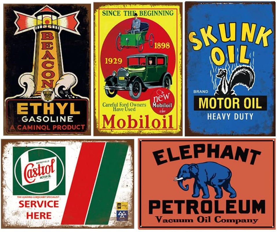 Tin Signs 26 Pieces Reproduction Vintage, Gas Oil Metal Signs, Home Kitchen Man