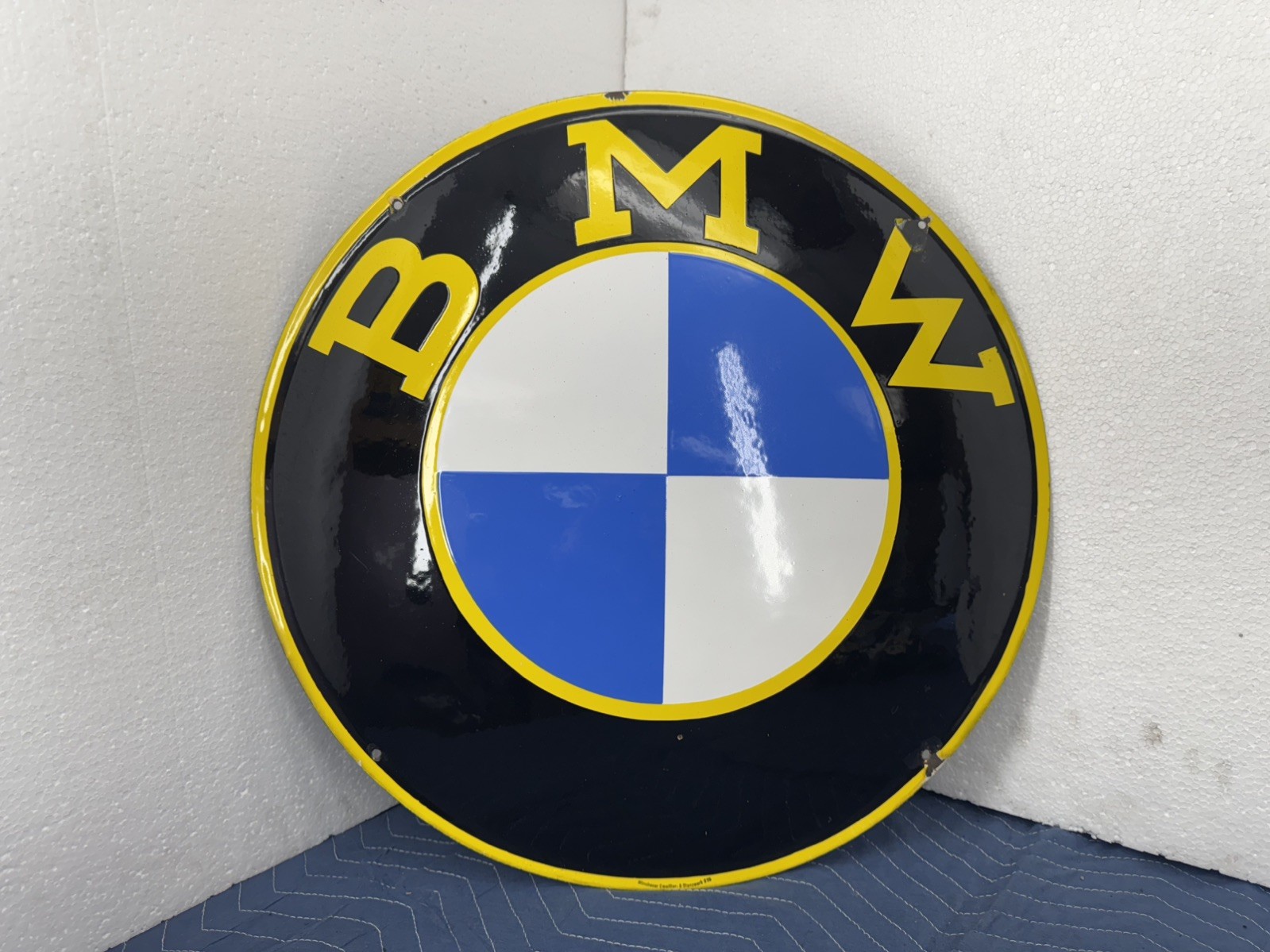 Original BMW Motorcycle Dealership Porcelain Sign Convex TAC Authenticated