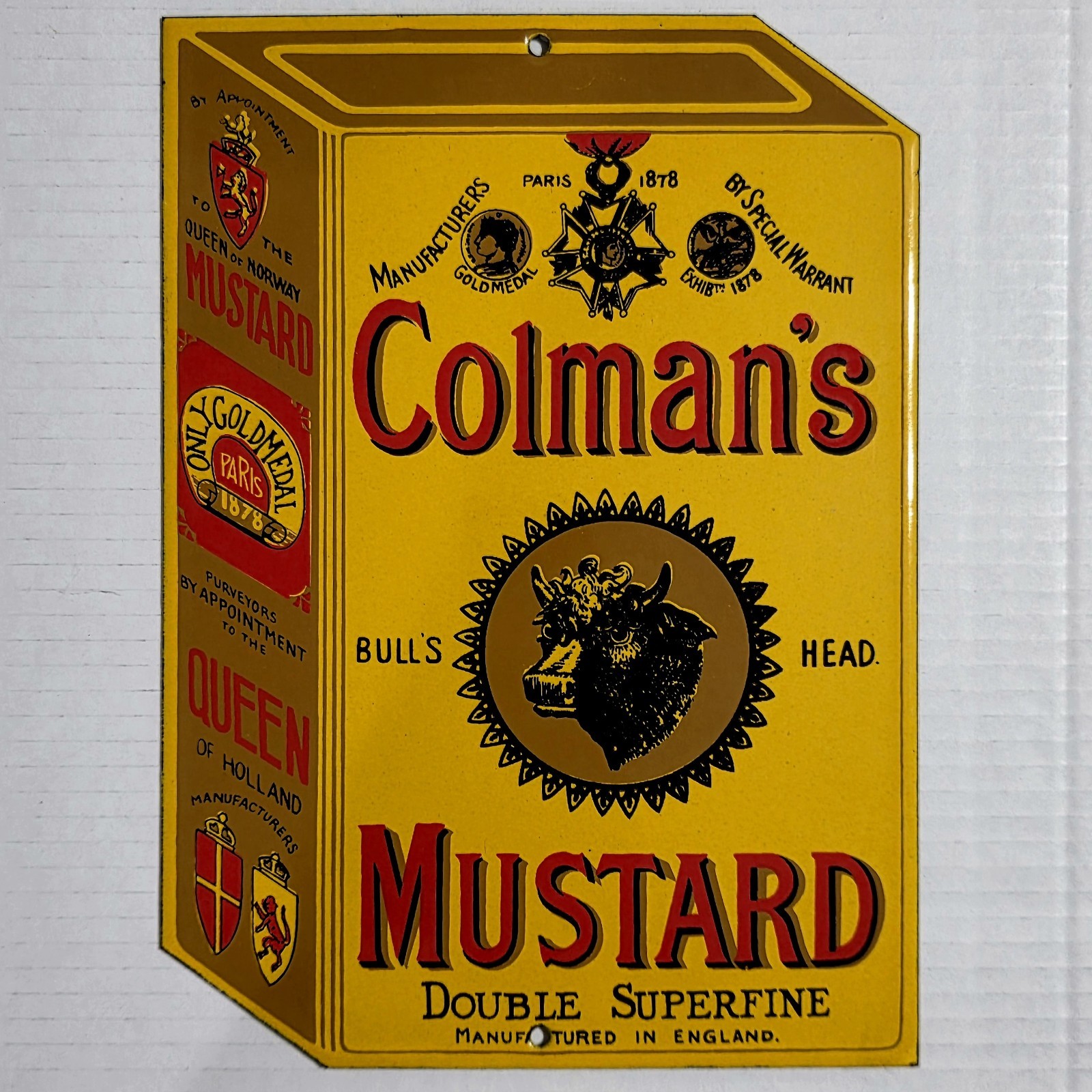 Vintage Colman’s Mustard Porcelain Sign England Dodo Advertisement Hand Printed