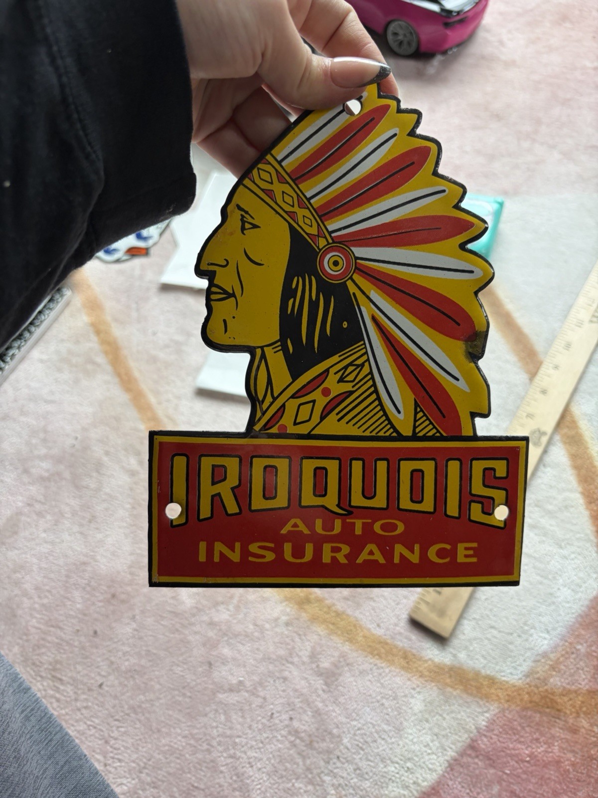 Porcelain Iroquois Auto Insurance Sign