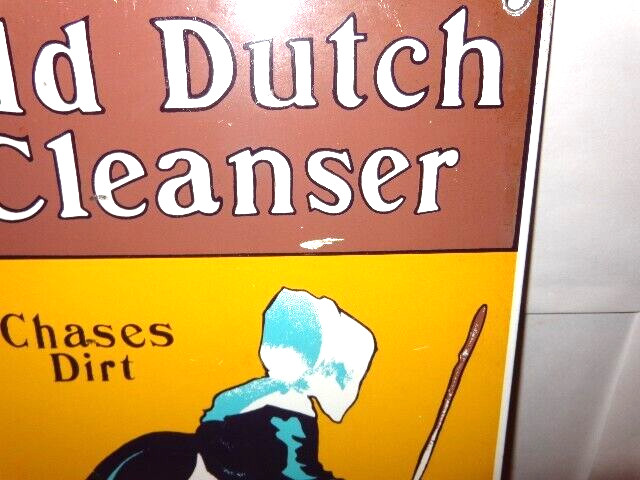 9 x 13 in OLD DUTCH CLEANSER CANADA & U. S. A. ADV. SIGN DIE CUT METAL #S 168