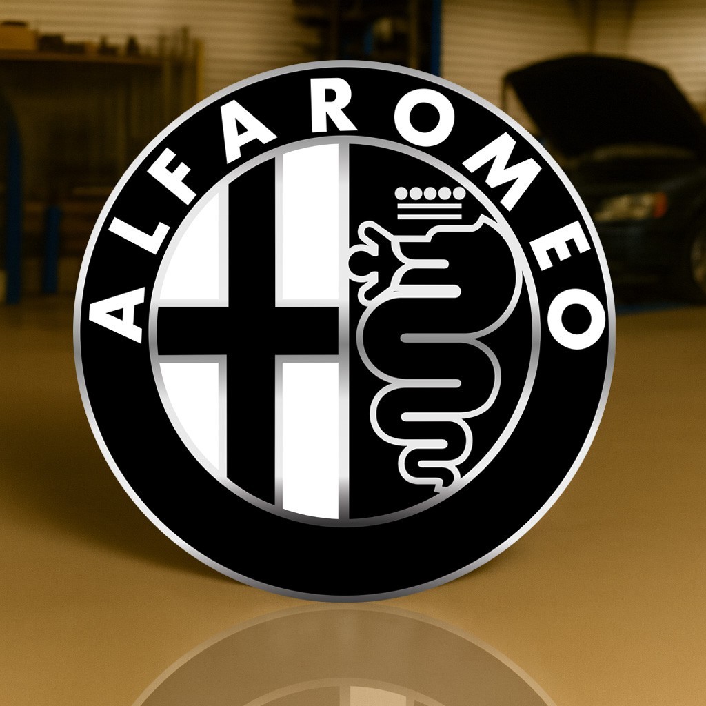1972 Alfa Romeo Monochrome Logo Heavy Metal Sign XL – 19.7″ (50 cm)