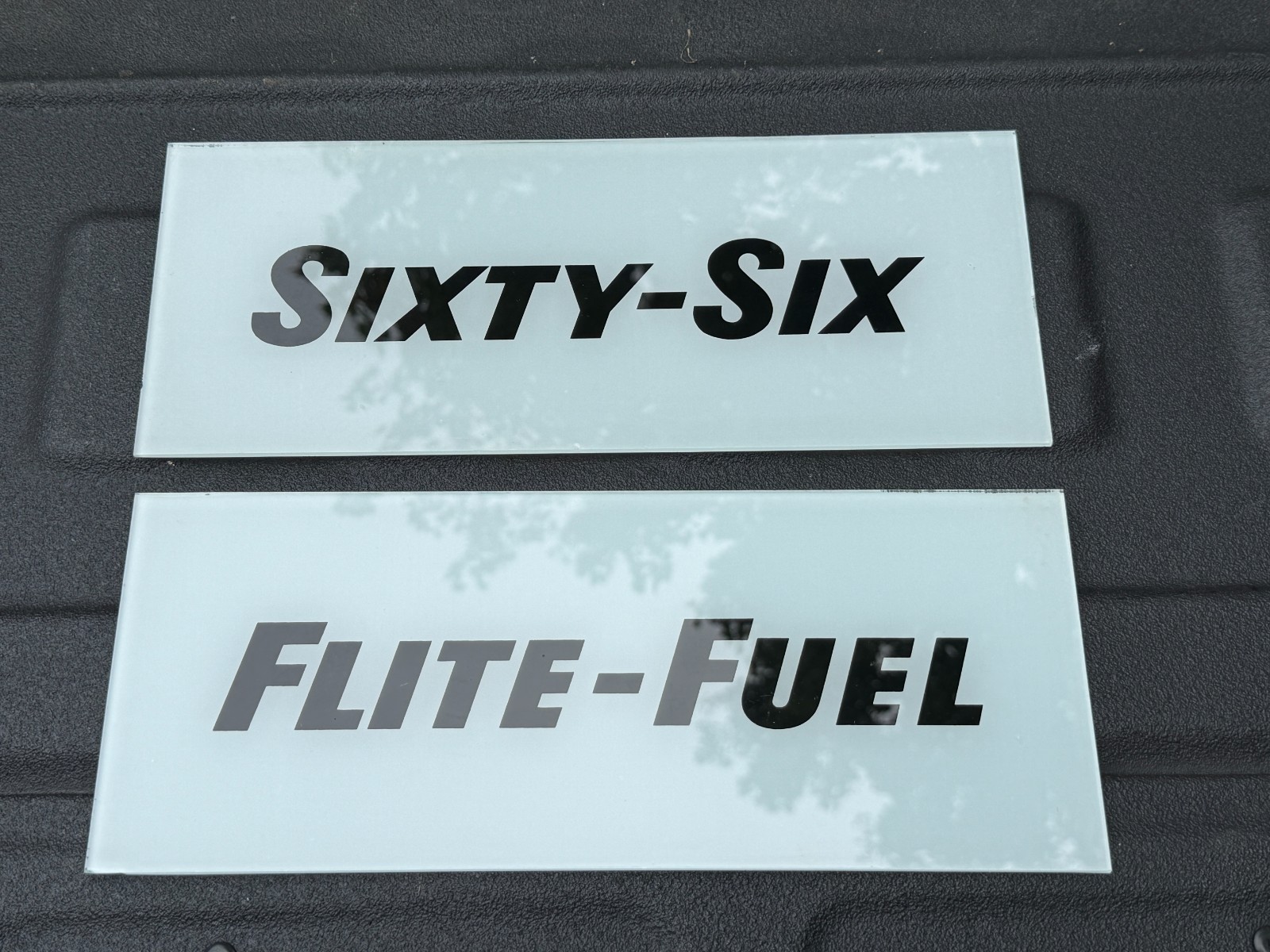 2 Pieces Original Phillips 66 Flite Fuel Gas Pump Ad Glass Free Shipping