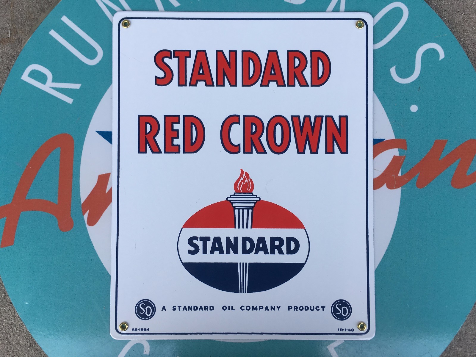 top quality STANDARD WHITE & RED CROWN SET porcelain coated 18 GAUGE steel SIGNS