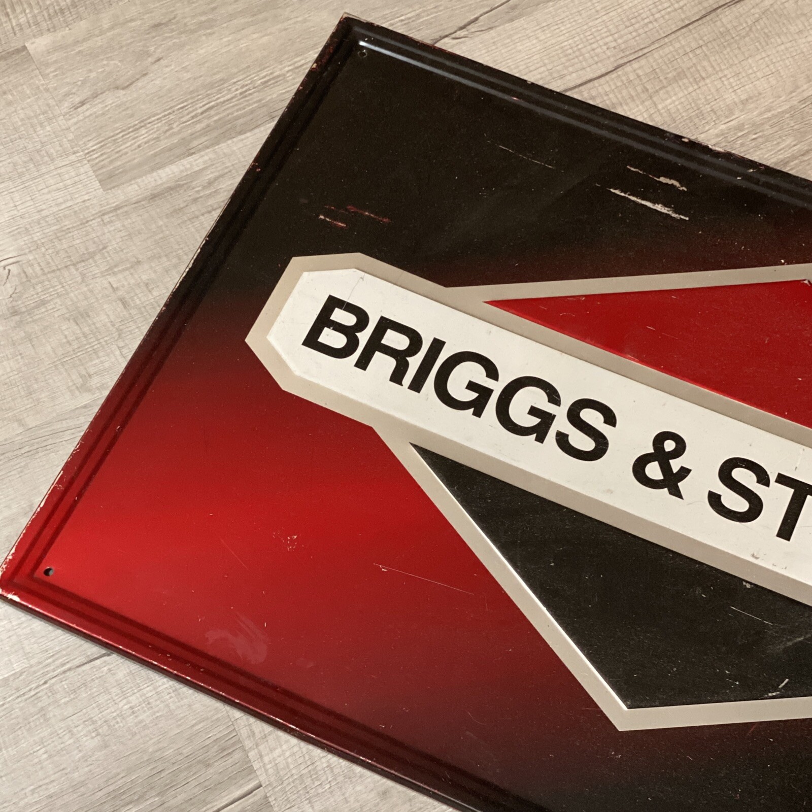 Vintage Official Briggs and Stratton 35″×23″ Metal Sign Self Framed Engine Metal