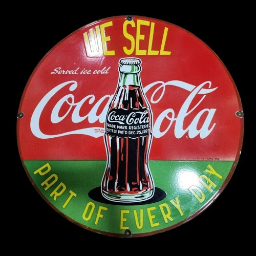 PORCELIAN COCA-COLA ENAMEL SIGN SIZE 30X30 INCHES DOUBLE SIDED