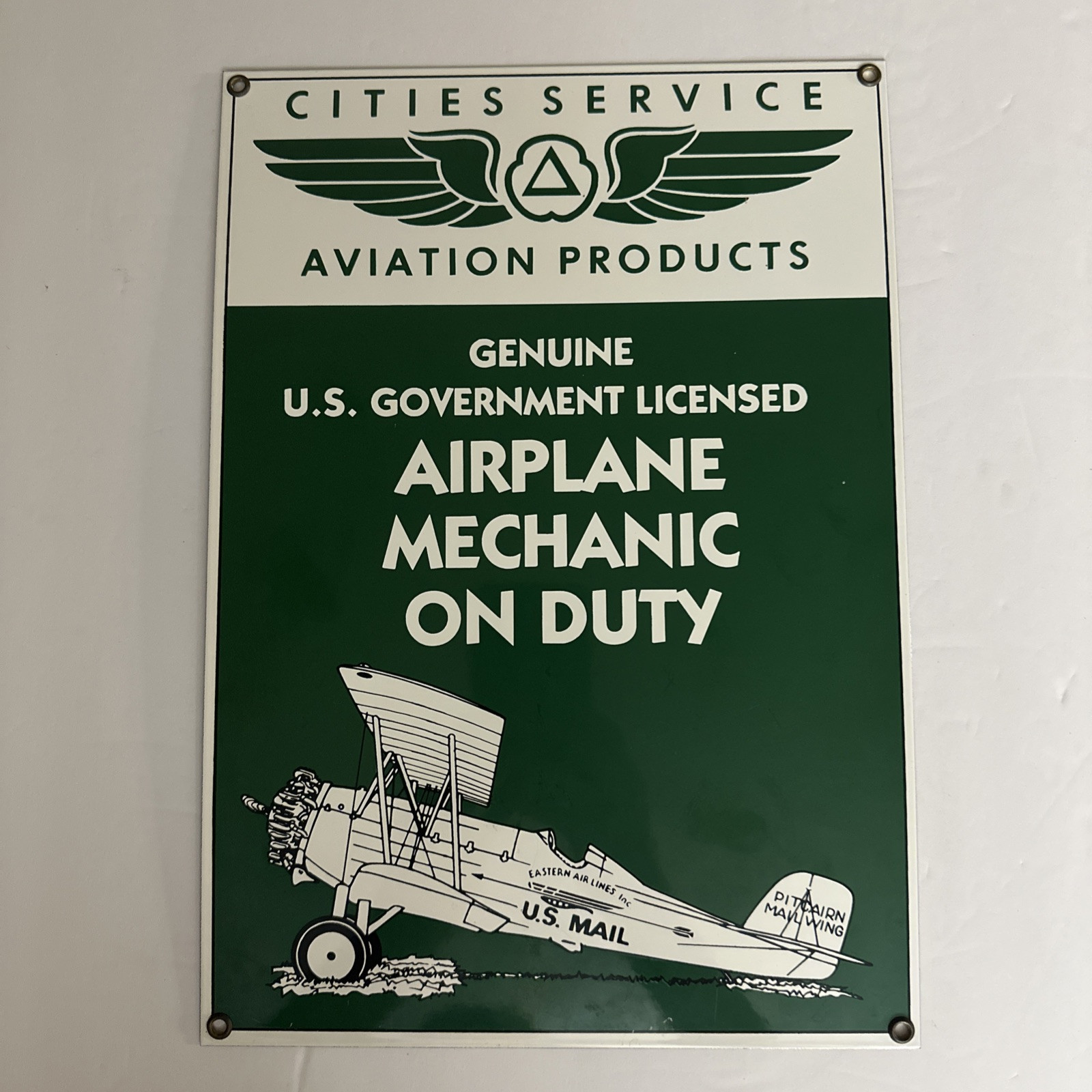 VINTAGE CITIES SERVICE GASOLINE PORCELAIN SIGN GAS STATION PUMP PLATE MOTOR OIL