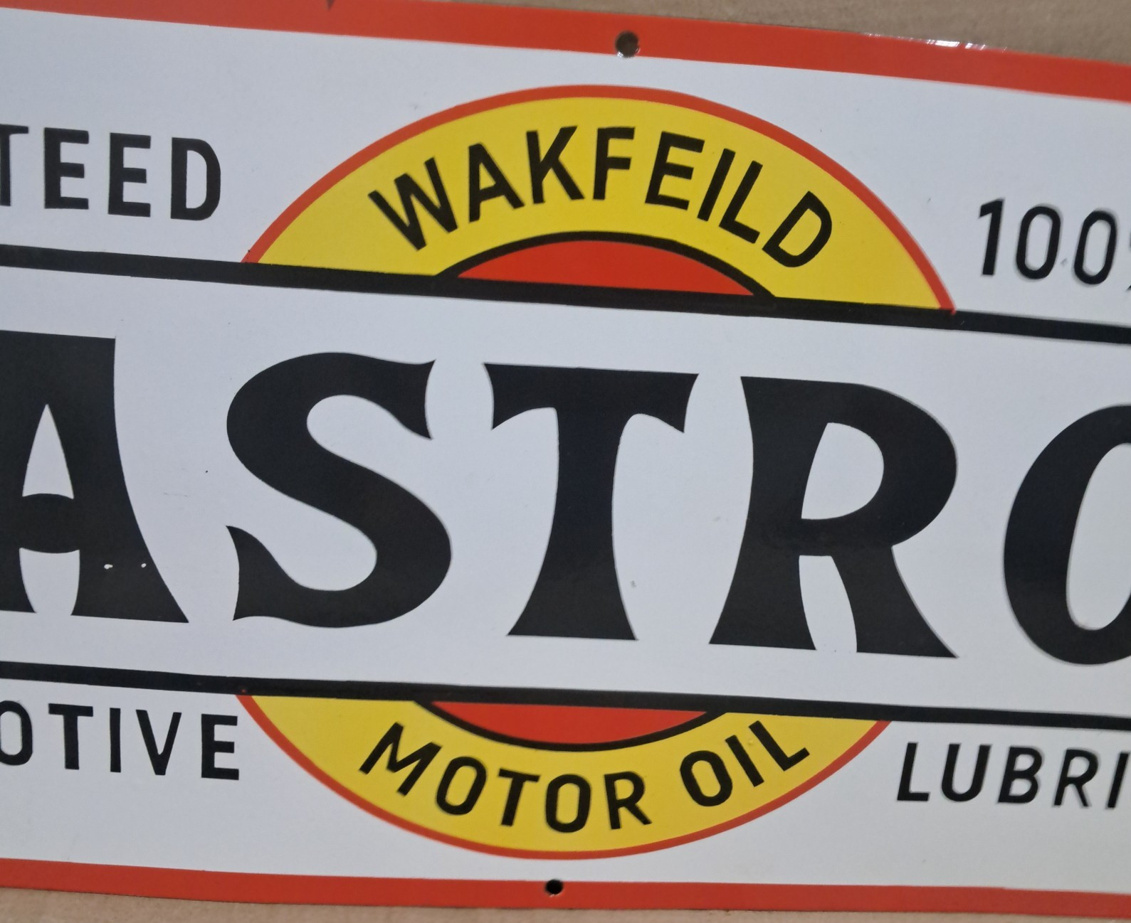 Castrol Motor Oil Porcelain Enamel Sign 36 x 15 Inches 1 Sided