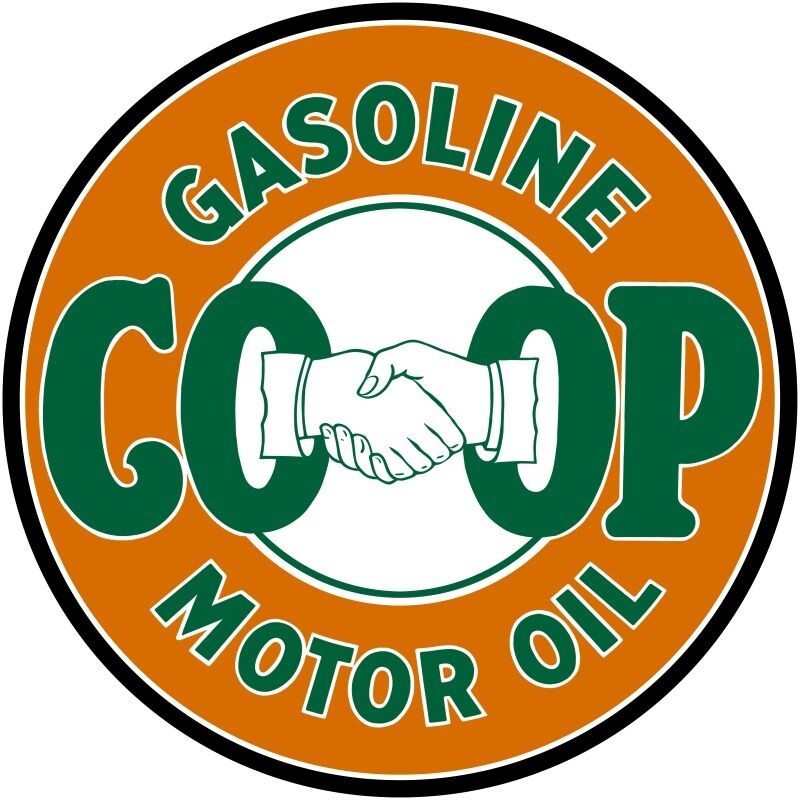 Co Op Gasoline & Motor Oil NEW Metal Sign 18″ Dia. Round USA STEEL