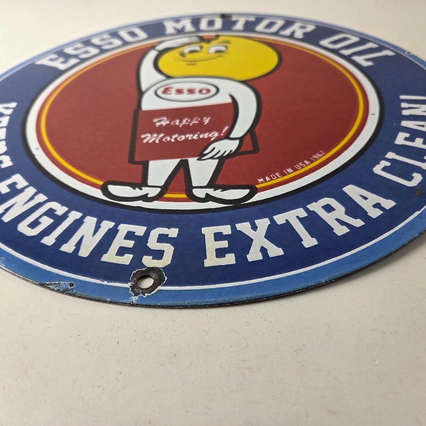 Vintage Esso Gasoline Sign – Gas Service Station Auto Oil Drop Porcelain Sign