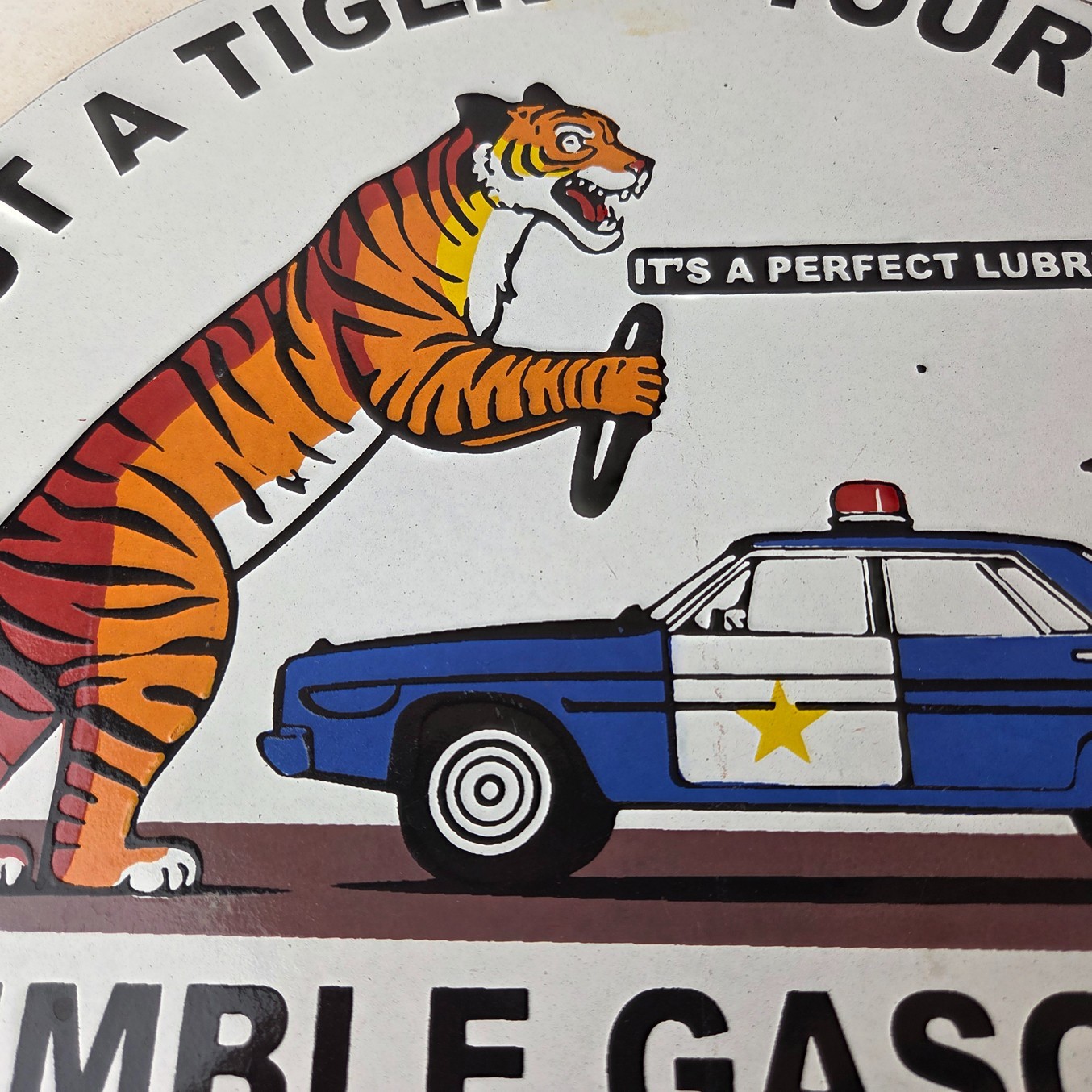 Vintage Humble Gasoline Sign – Esso Gas Tiger Tank Porcelain Gas Station Sign