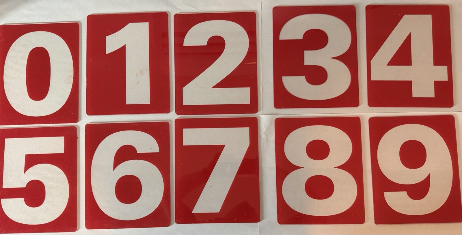 Gas Station Price Numbers 0-9 58 Piece Set Of 8” X 10” Red Clear Plexiglass