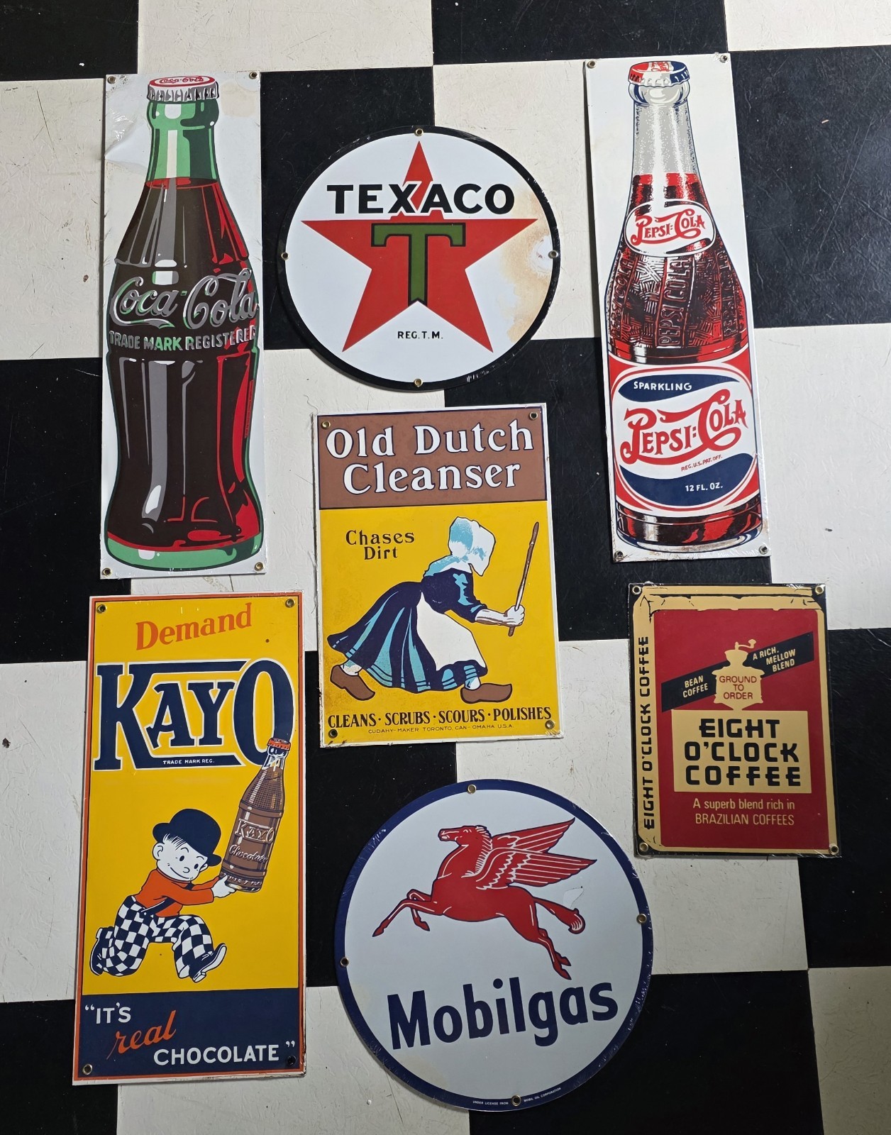 MOBIL GAS PEGASUS 11-1/4” ENAMELED SIGN IN GREAT CONDITION, ANDE ROONEY