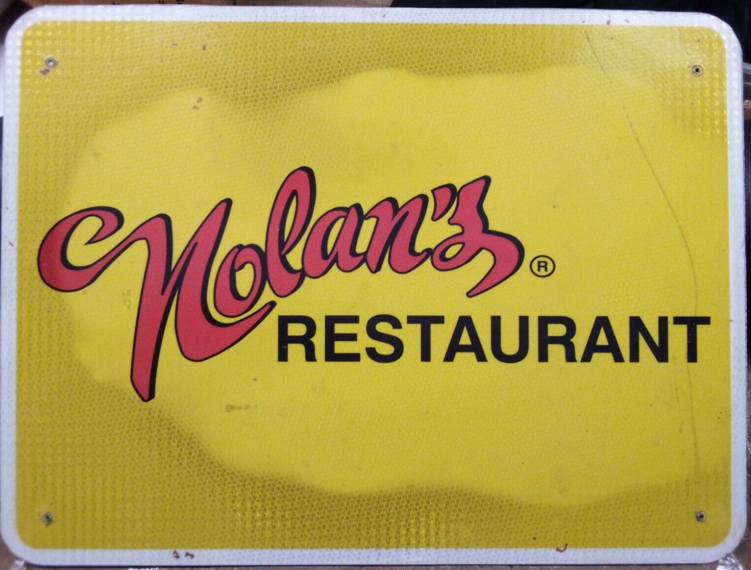 ADVERTISING HWY EXIT SIGN 18X24 BARN MAN CAVE NOLAN’S RESTAURANT 6P