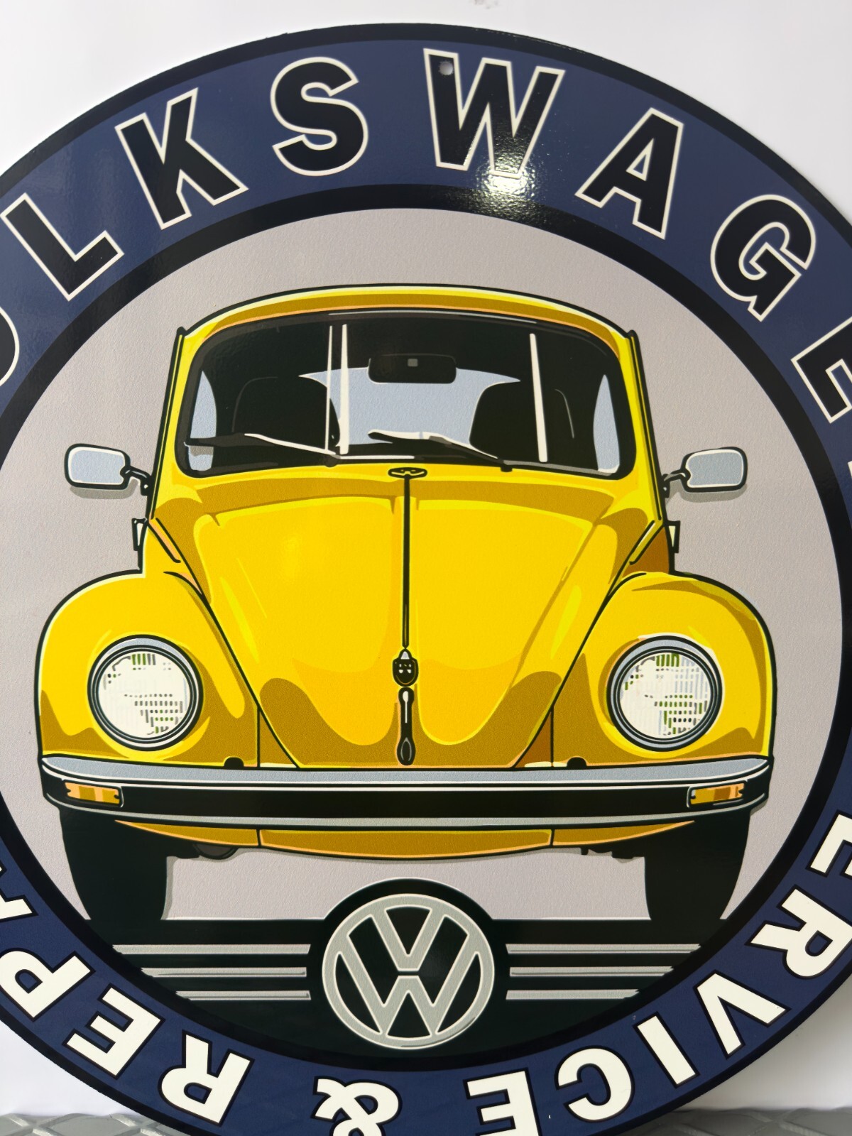 Volkswagen Beetle Service & Repair Heavy Metal Sign – XL 19.7″ (50cm)
