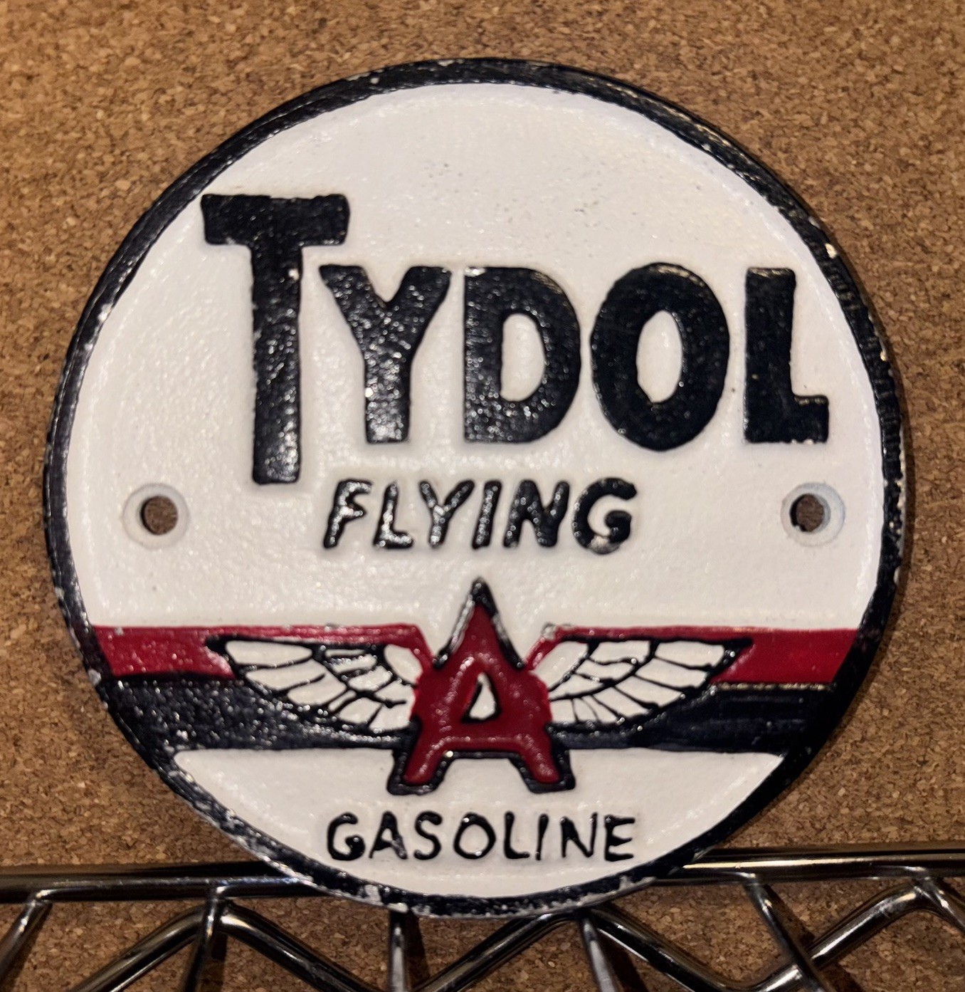 Tydol Flying A Gasoline Cast Aluminum Emblem Sign (4 1/2”)