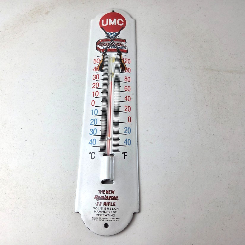Vintage Remington Rifle Sign – Hunting Ad Sign on Porcelain Thermometer