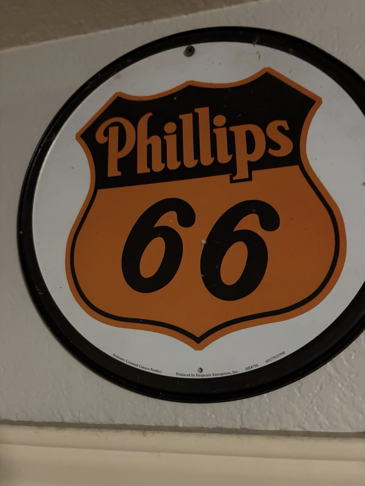 Phillips 66 Gas & Oil Round Sign Orange Black White Advertising