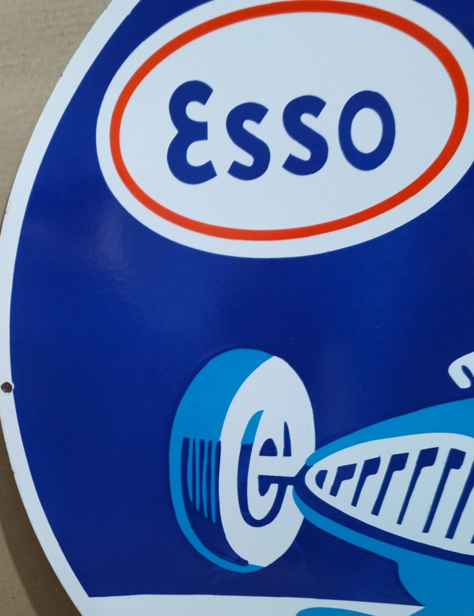 Esso Porcelain Enamel Sign 30 X 30 Inches 1 sides