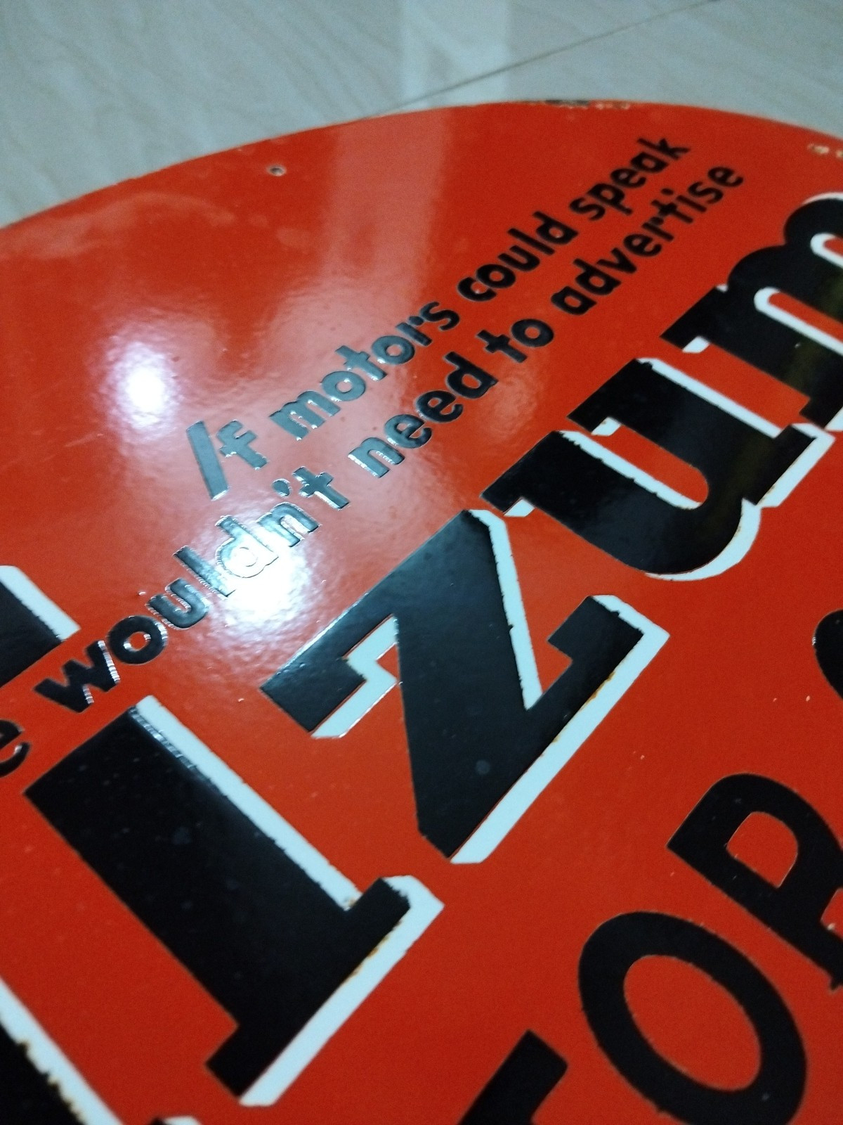 Antique Rare OILZUM Double-Sided Metal Flange Sign Rare