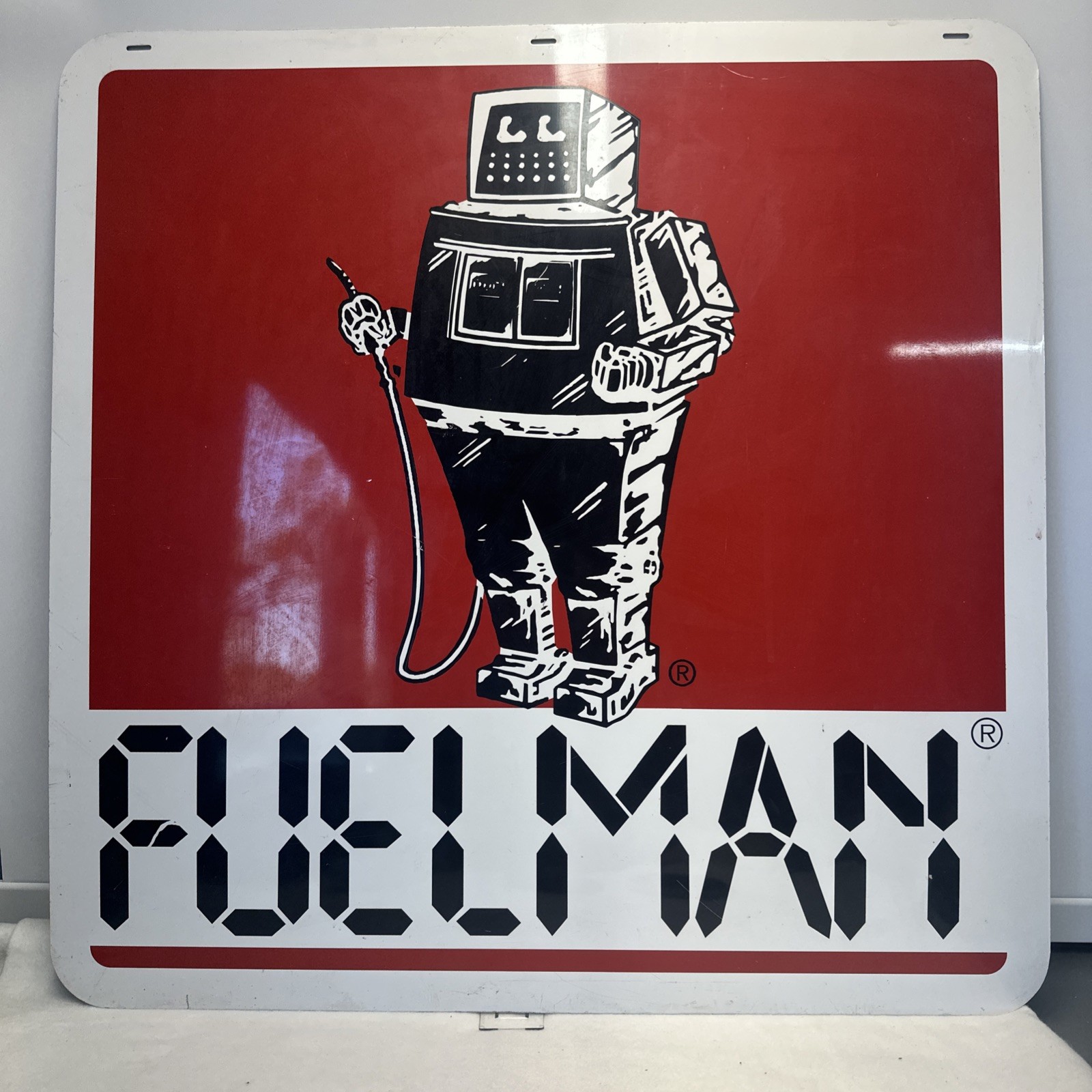 VTG FUELMAN Double Sided Gas Fuel Sign Fleet Truck Stops Gas Pump Robot 24”X24”