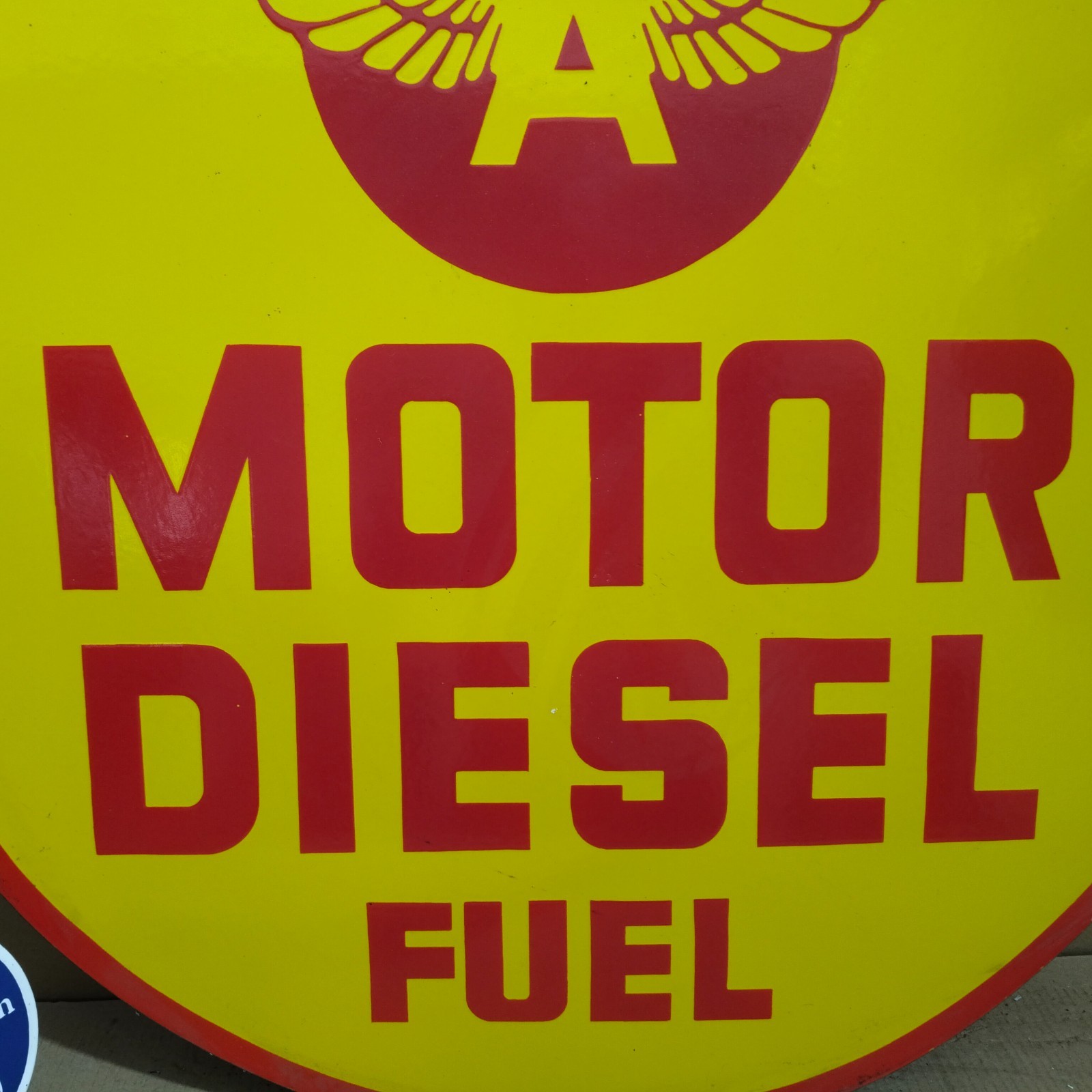 Flying A Motor Diesel Fuel Porcelain Enamel Sign 30 X 30 Inches 1 sides