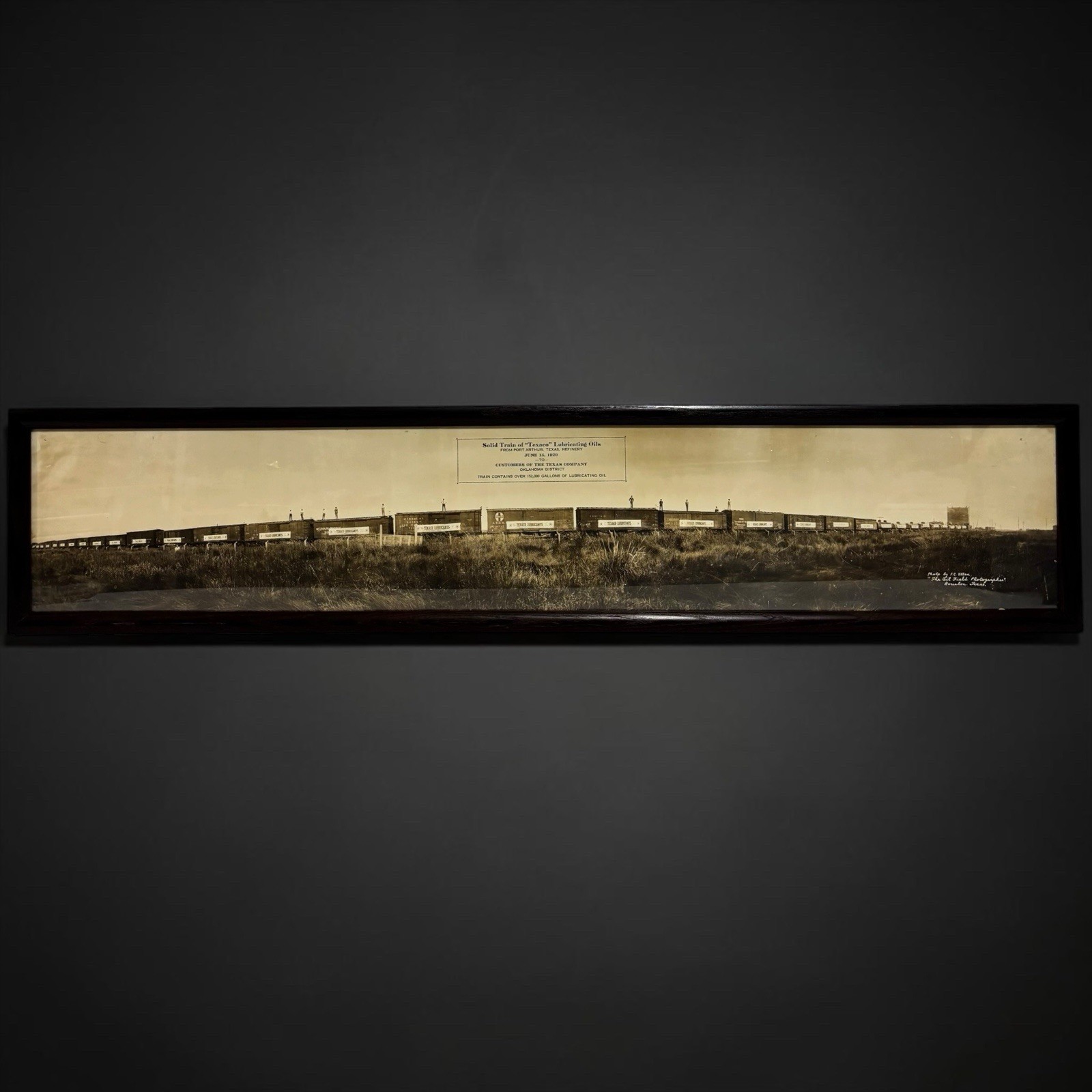 Original Antique Texaco Oil Field Railroad Yardlong Photo Sign Gas Advertising