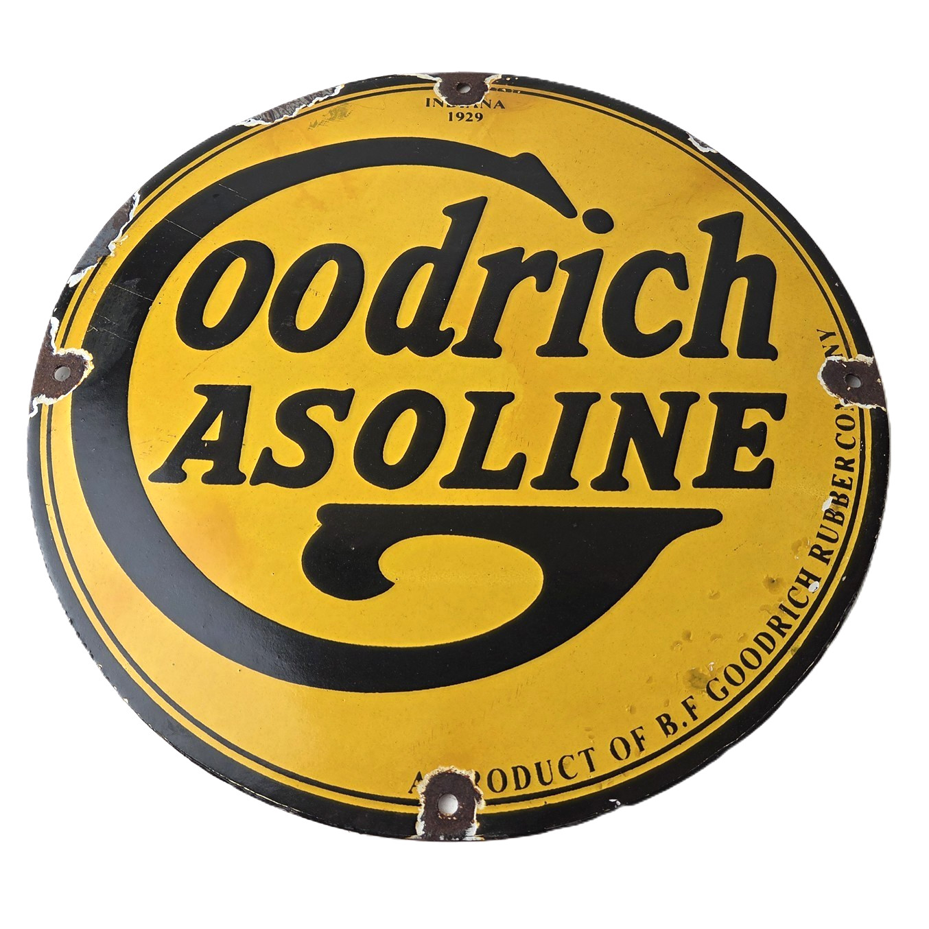 Vintage Goodrich Gasoline Porcelain Sign – Tires Auto Car Mechanic Gas Pump Sign
