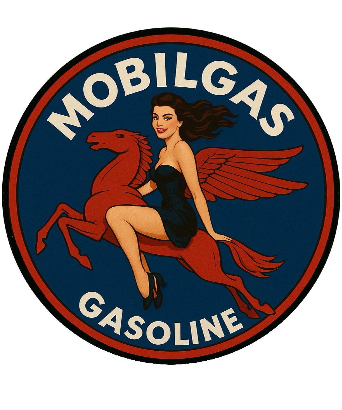 Hi Gloss Mobilgas Mobil Gasoline Self Pinup Girl Vintage Style Sign