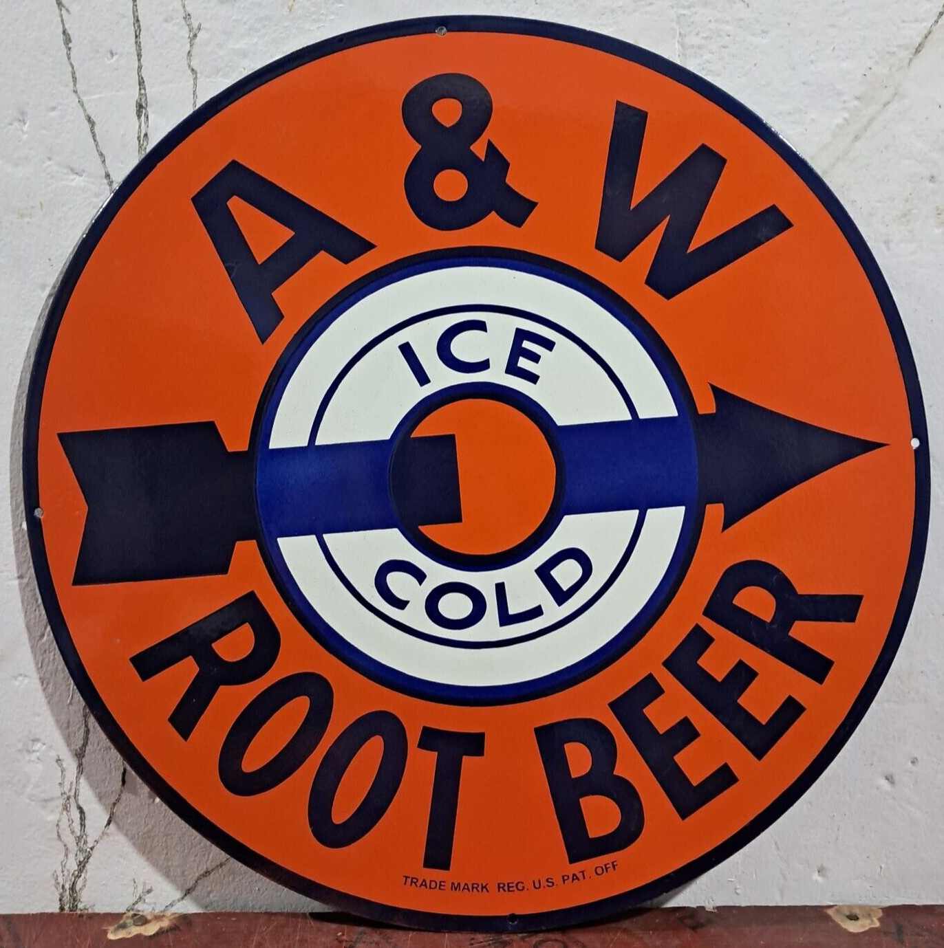 A & W Root Bear Porcelain Enamel Sign 30 x 30 Inches 1 Sided