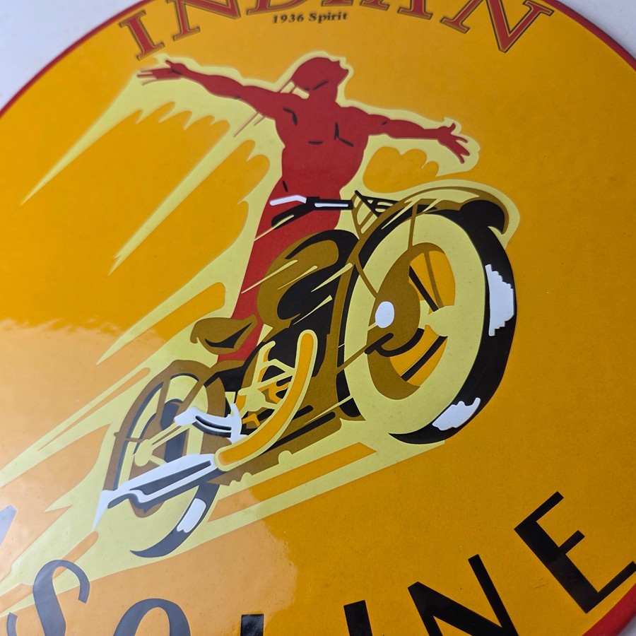Vintage Idaho Gasoline Sign – Indian Chief Gas Motor Oil Pump Porcelain Sign