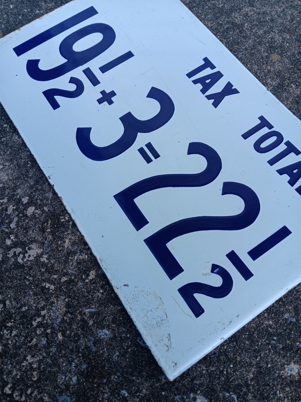 Vintage Porcelain Gas Pump Price Sign, Porcelain Gas Station Sign