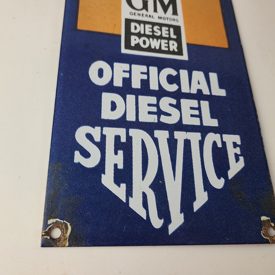 Vintage General Motors Sign – GM Automobiles Trucks Gas Diesel Porcelain Sign
