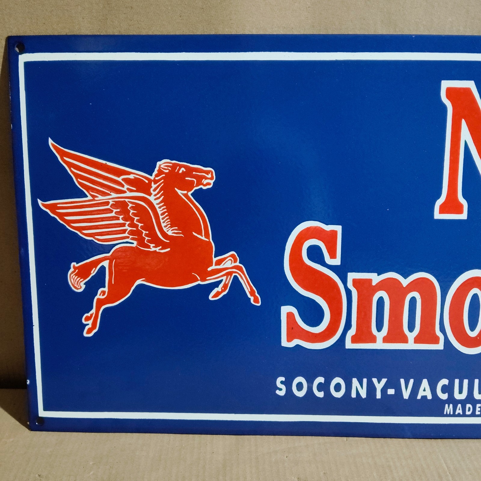 No Smoking Porcelain Enamel Sign 36 x 15 Inches 1 Sided