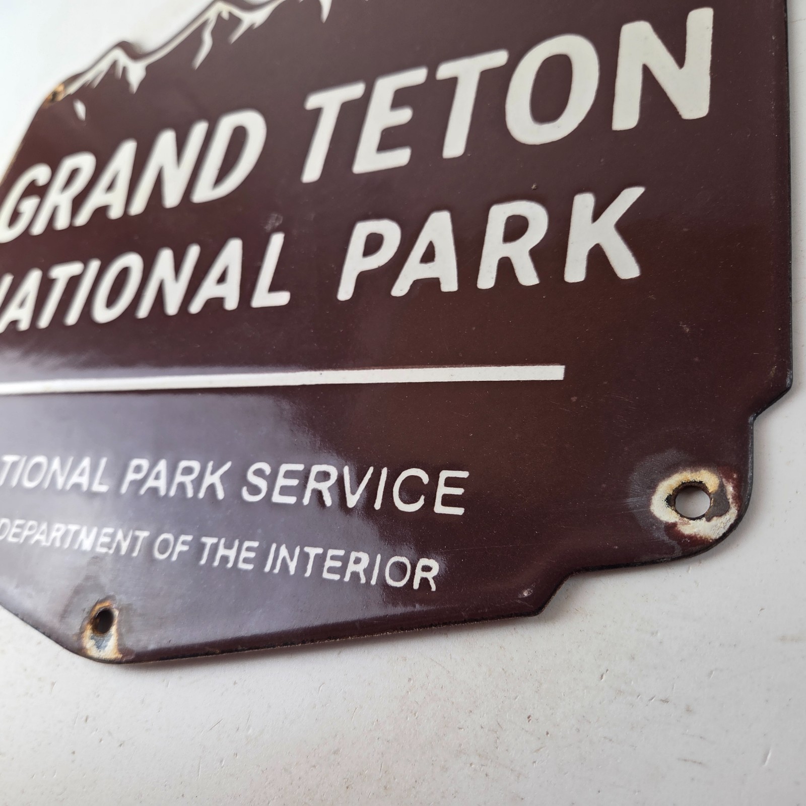 Vintage Grand Teton National Park Sign – Wyoming Cabins Forest Porcelain Sign
