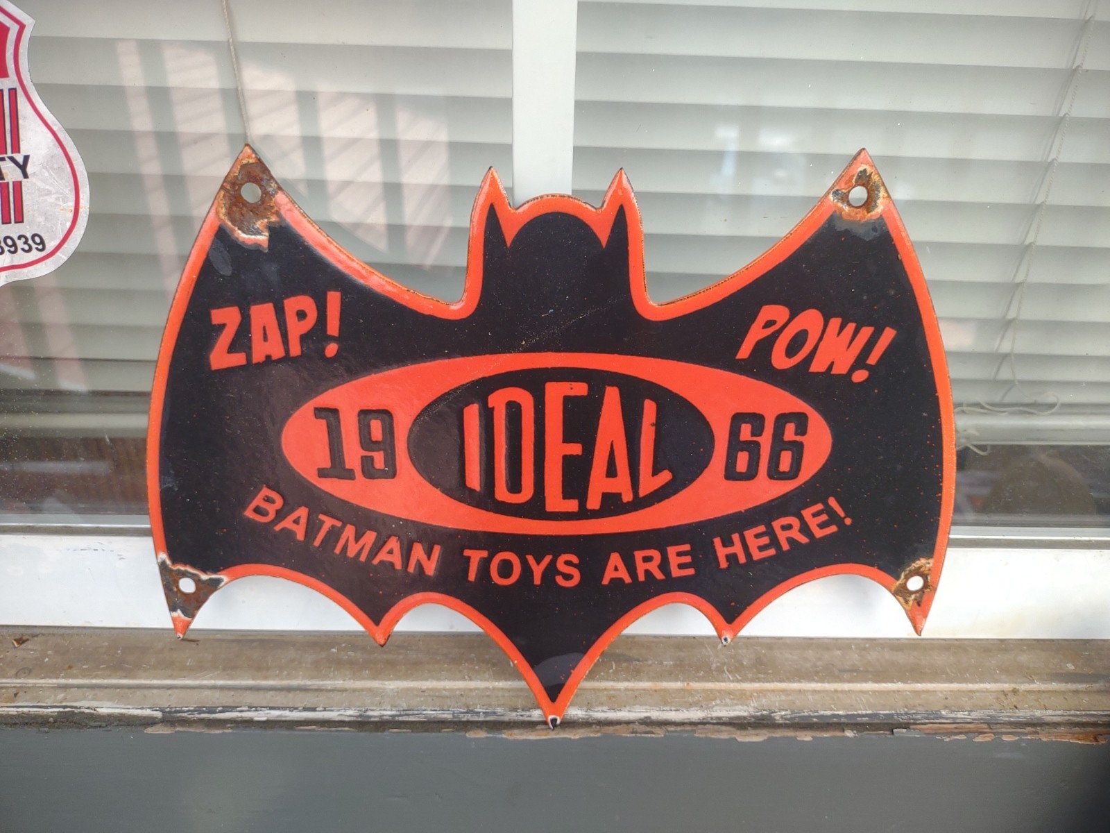 Large Vintage Batman Sign – Batman Robin Ideal 1966 Comic Porcelain Gas Oil Sign