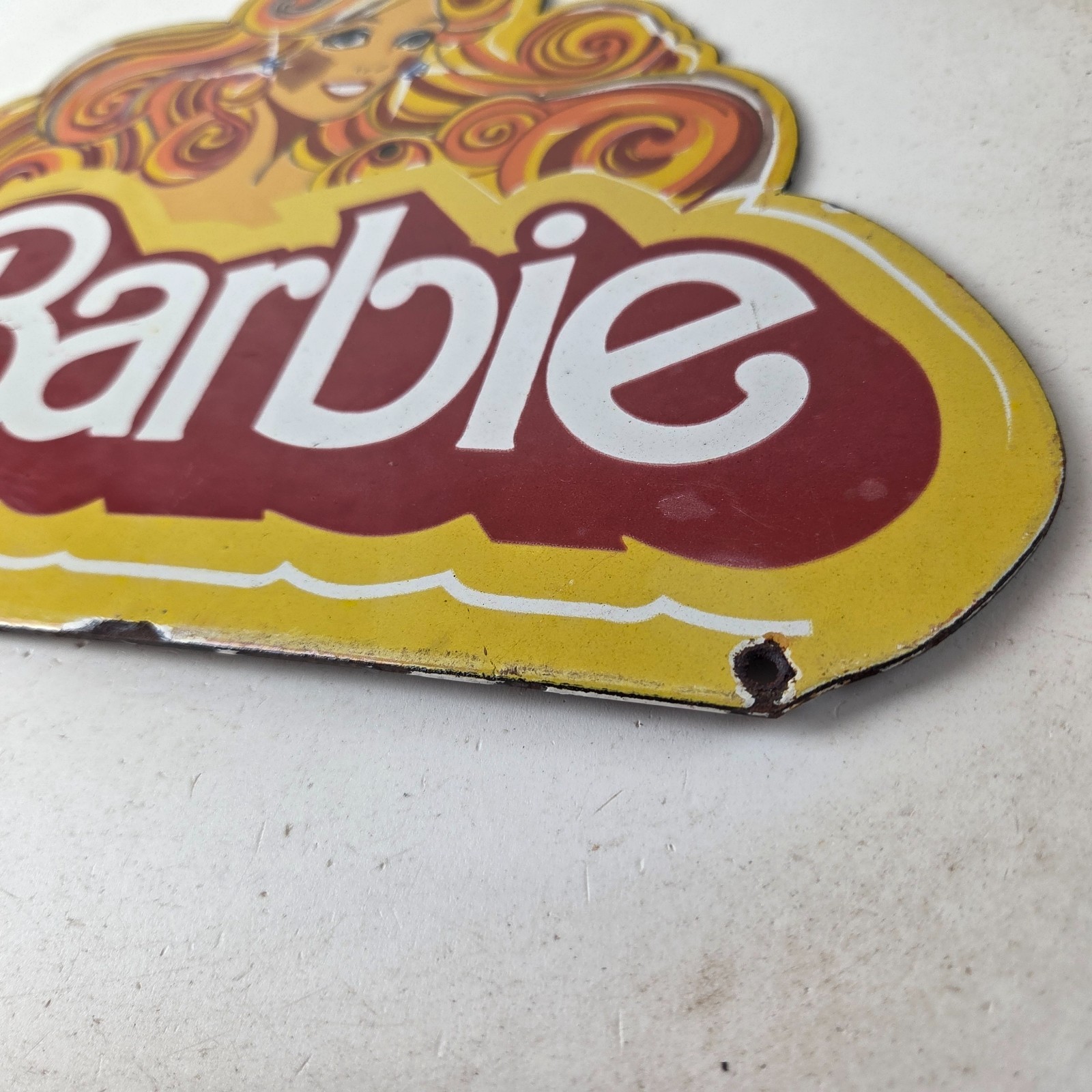 Vintage Barbie Mattel Toys Sign – Porcelain Advertisement Store Gas Pump Sign