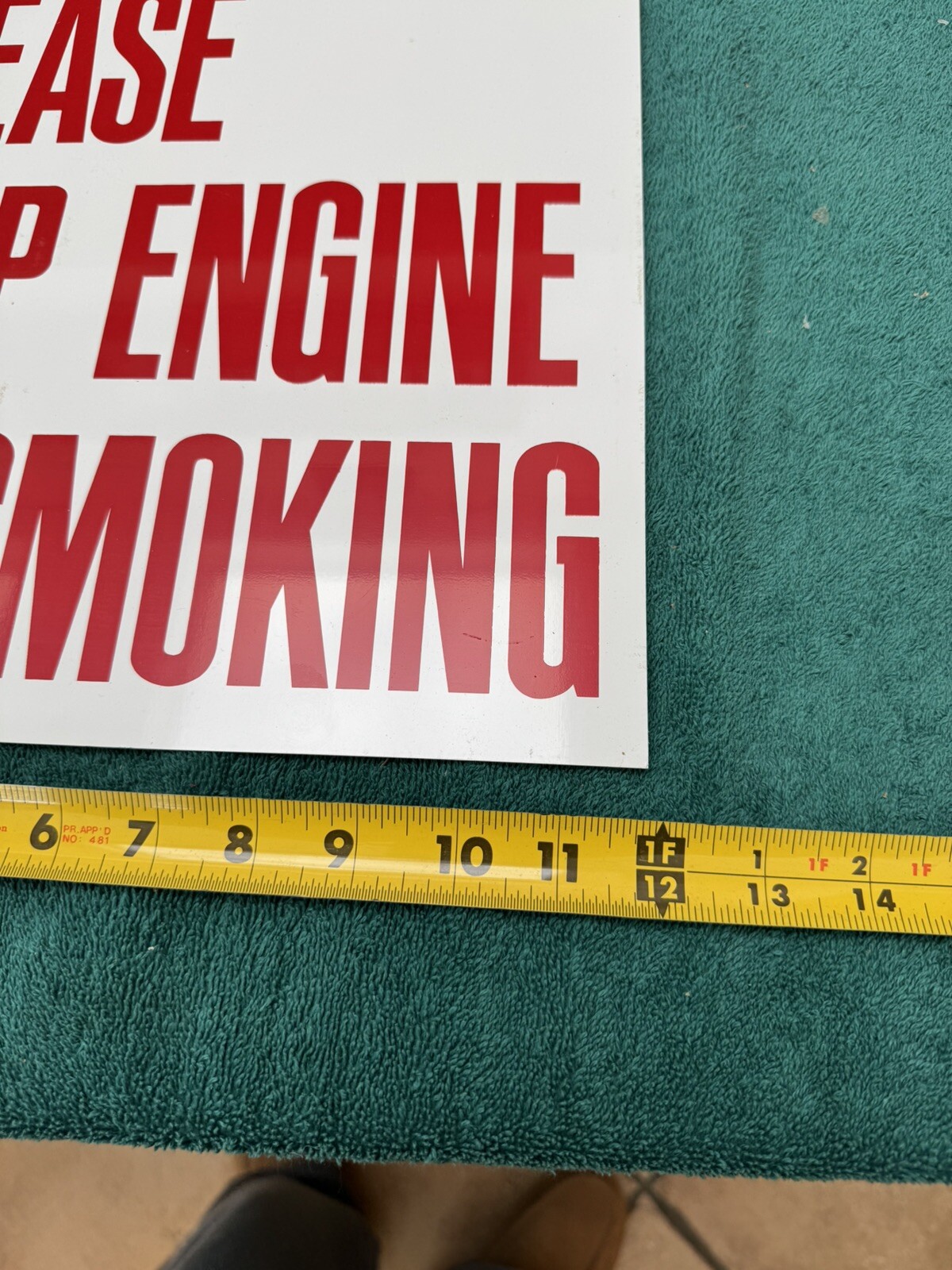 Vintage Gas Station Please Stop Engine No Smoking Sign NOS 12 x 12″ Red/white
