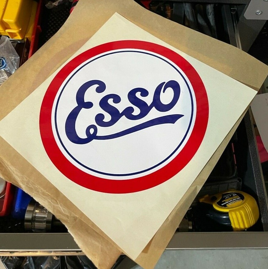 Vintage Esso Gasoline Vinyl decal Old Stock approx 9″ x 9″