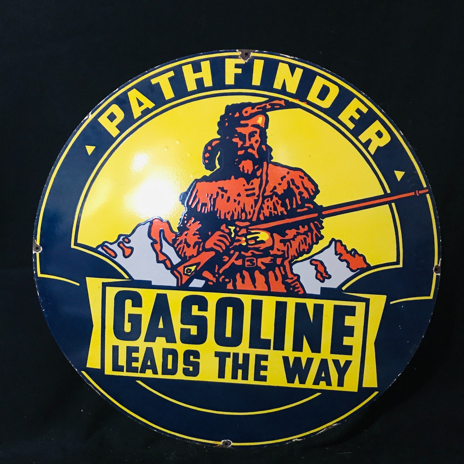 PATHFINDER GAS STATION PORCELAIN ENAMEL SIGN 42 IN SINGLE SIDE No PP