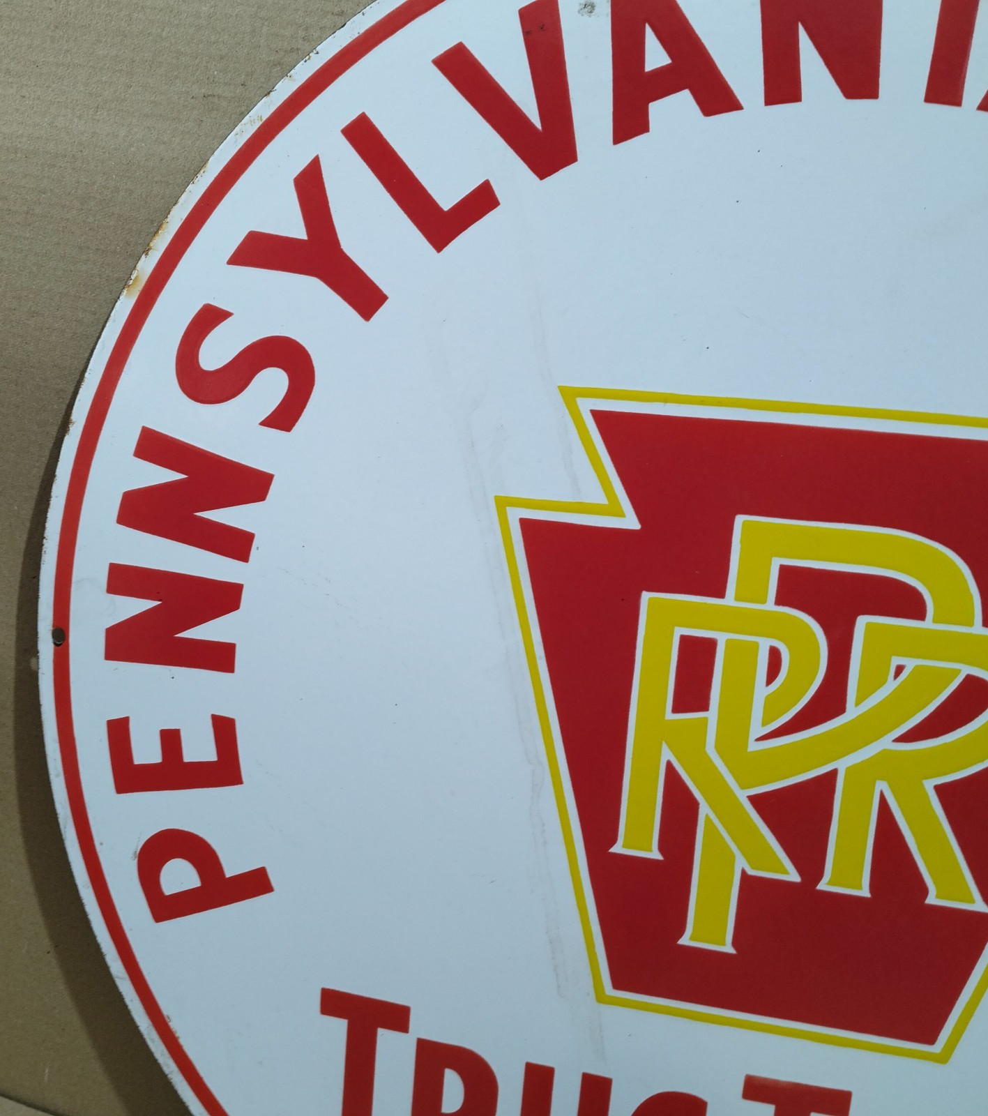 RRR Pennsylvania Railroad Porcelain Enamel Sign 30 X 30 Inches 1 sides