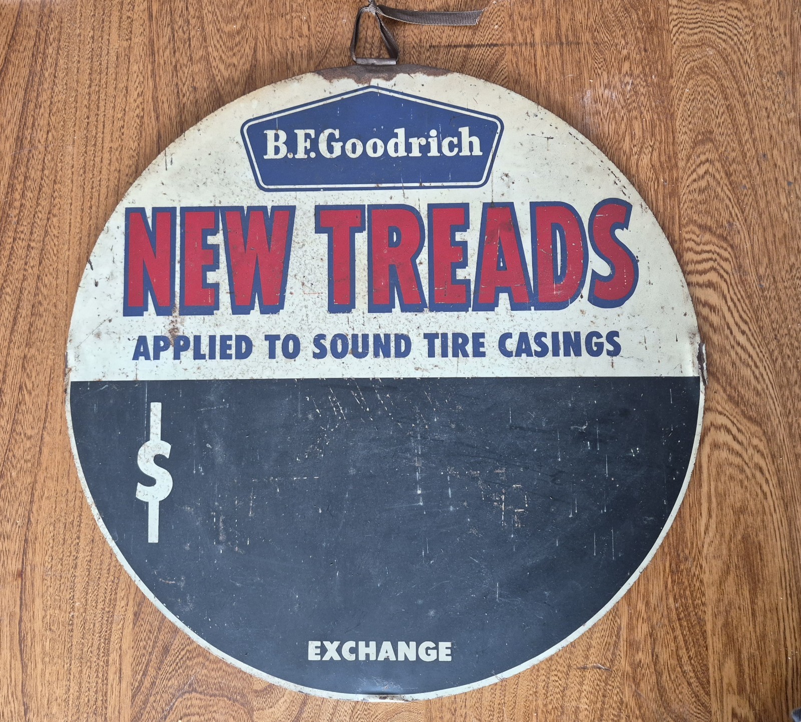 Early B.F. Goodrich Metal Tire Insert Sign W/ Chalkboard ” NEW TREADS “