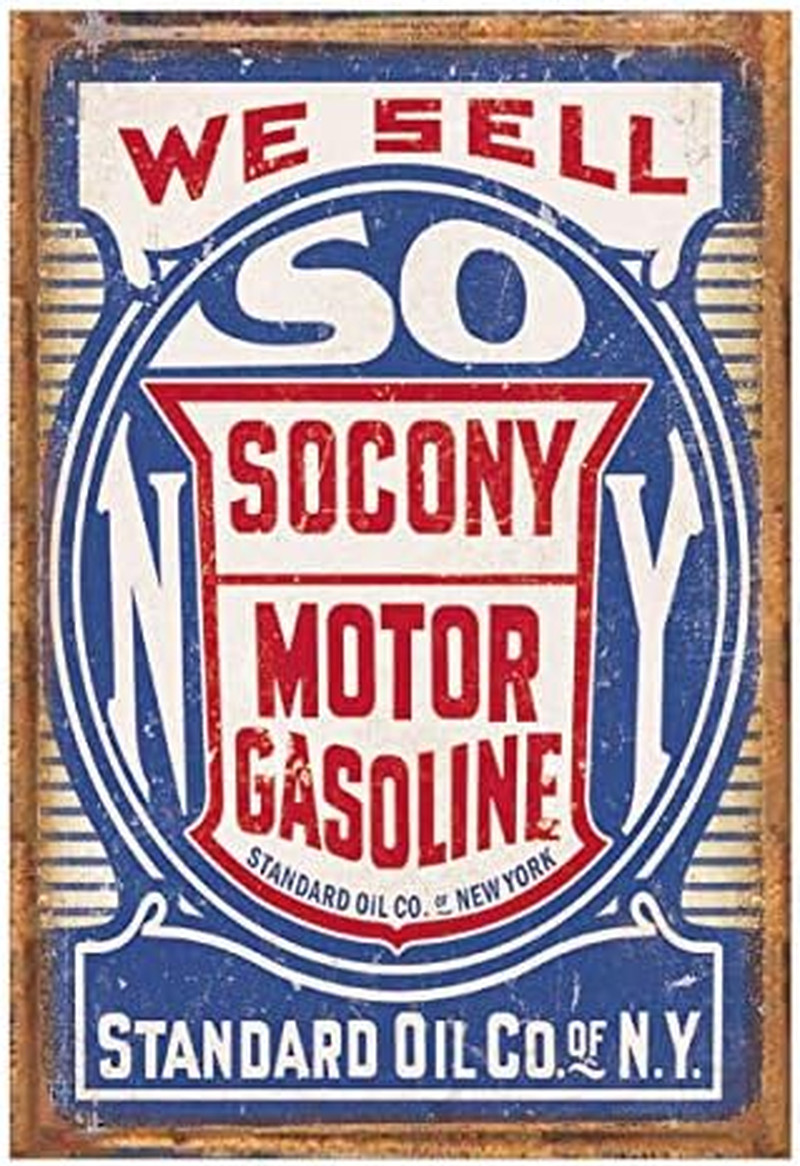 12 Pieces Gas and Oil Tin Signs, Retro Vintage Metal Sign for Home Man Cave Gara