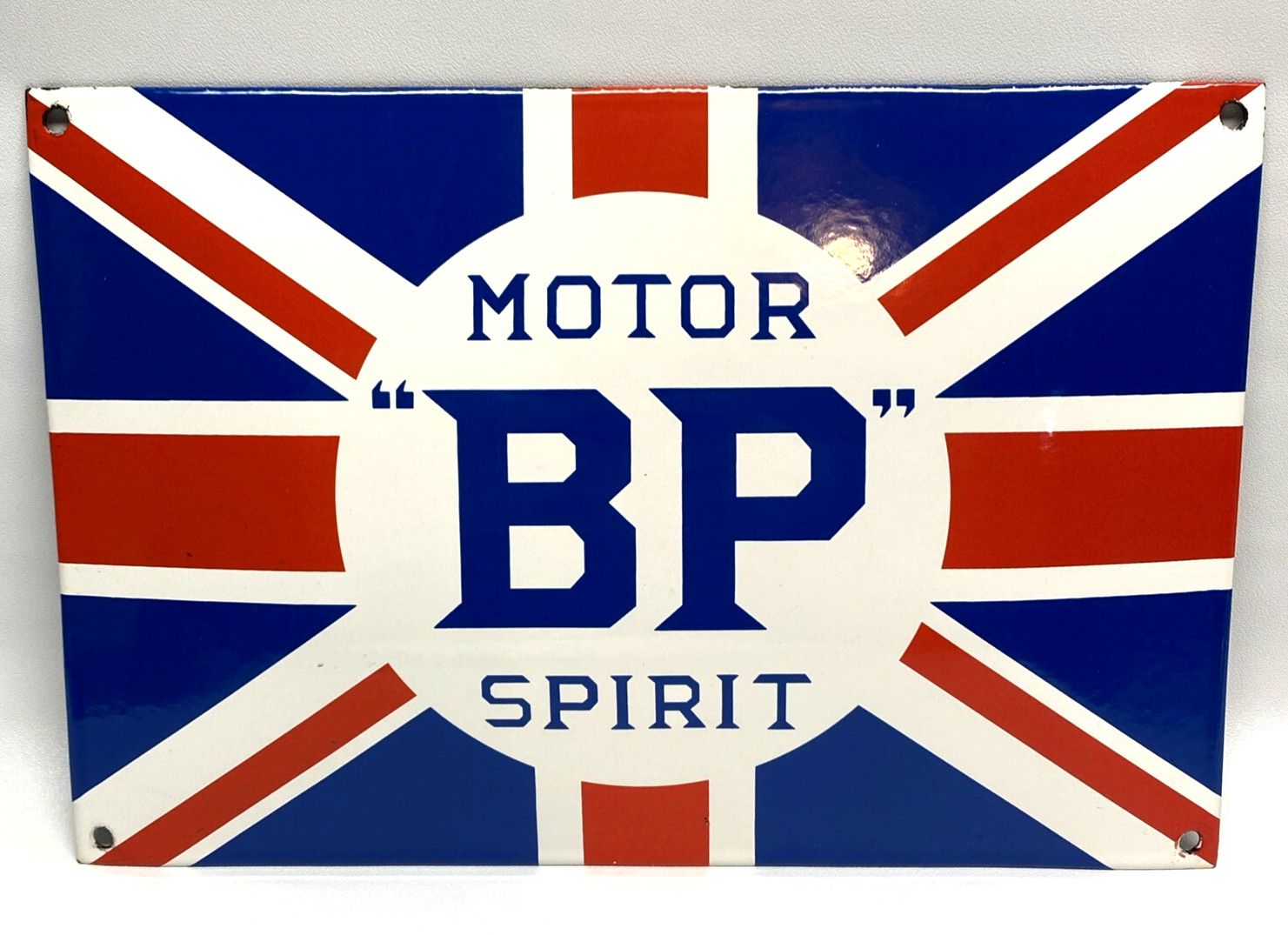 BP British Petroleum Motor Spirit – Vintage Porcelain Sign – Union Jack