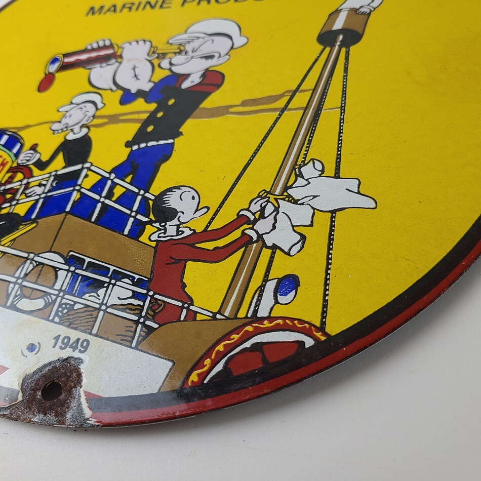 Vintage Shell Gasoline Sign – Use Coupon Code on Porcelain Popeye Gas Sign