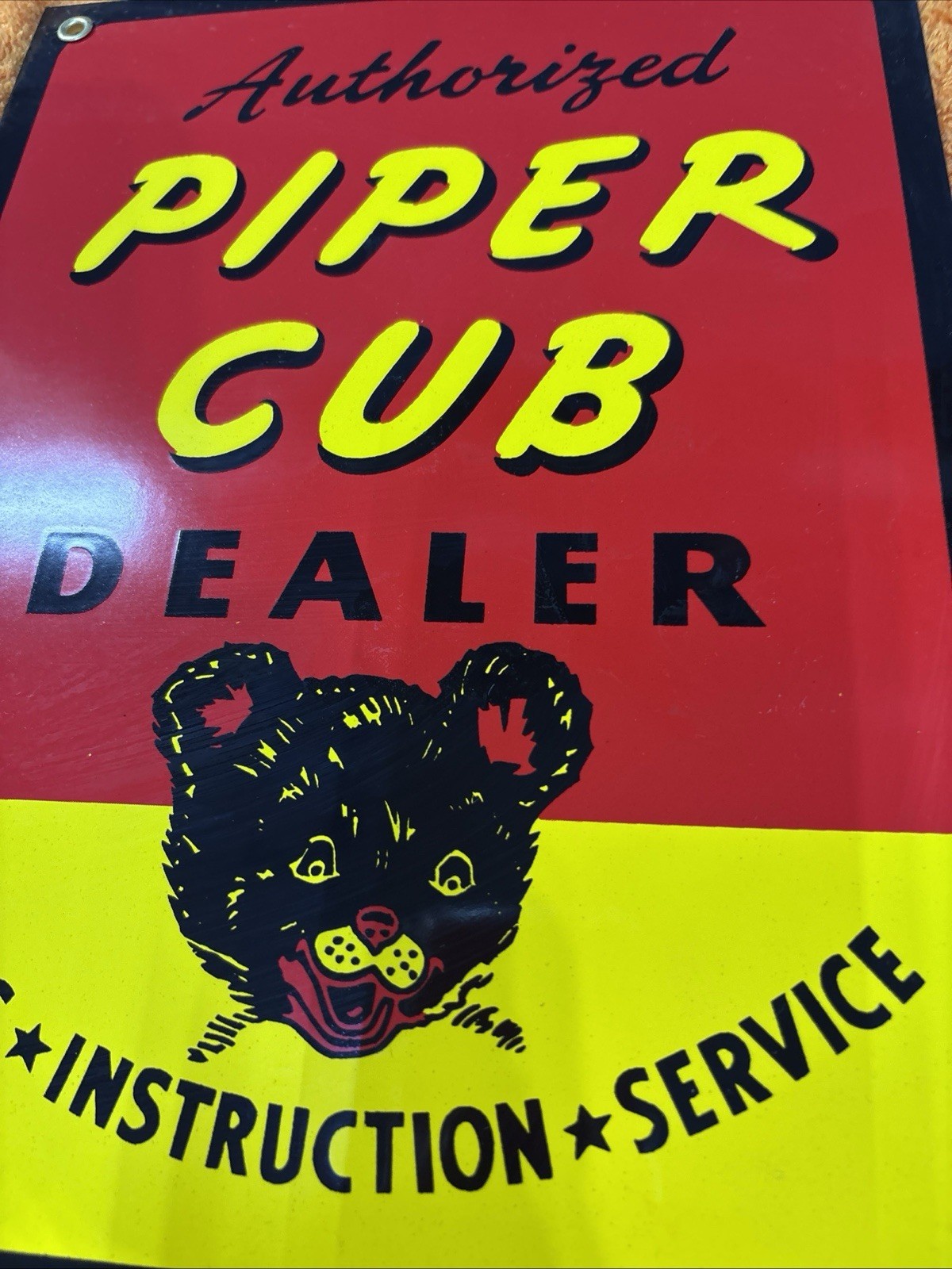 Box 5-#5NOS Vintage Porcelain Enameled Heavy Metal Piper Cub Dealer 12”x9”Sign