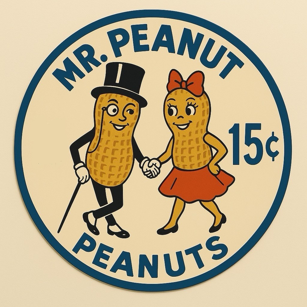 Hi Gloss Mr. Peanut Vintage Style Metal Sign Planters
