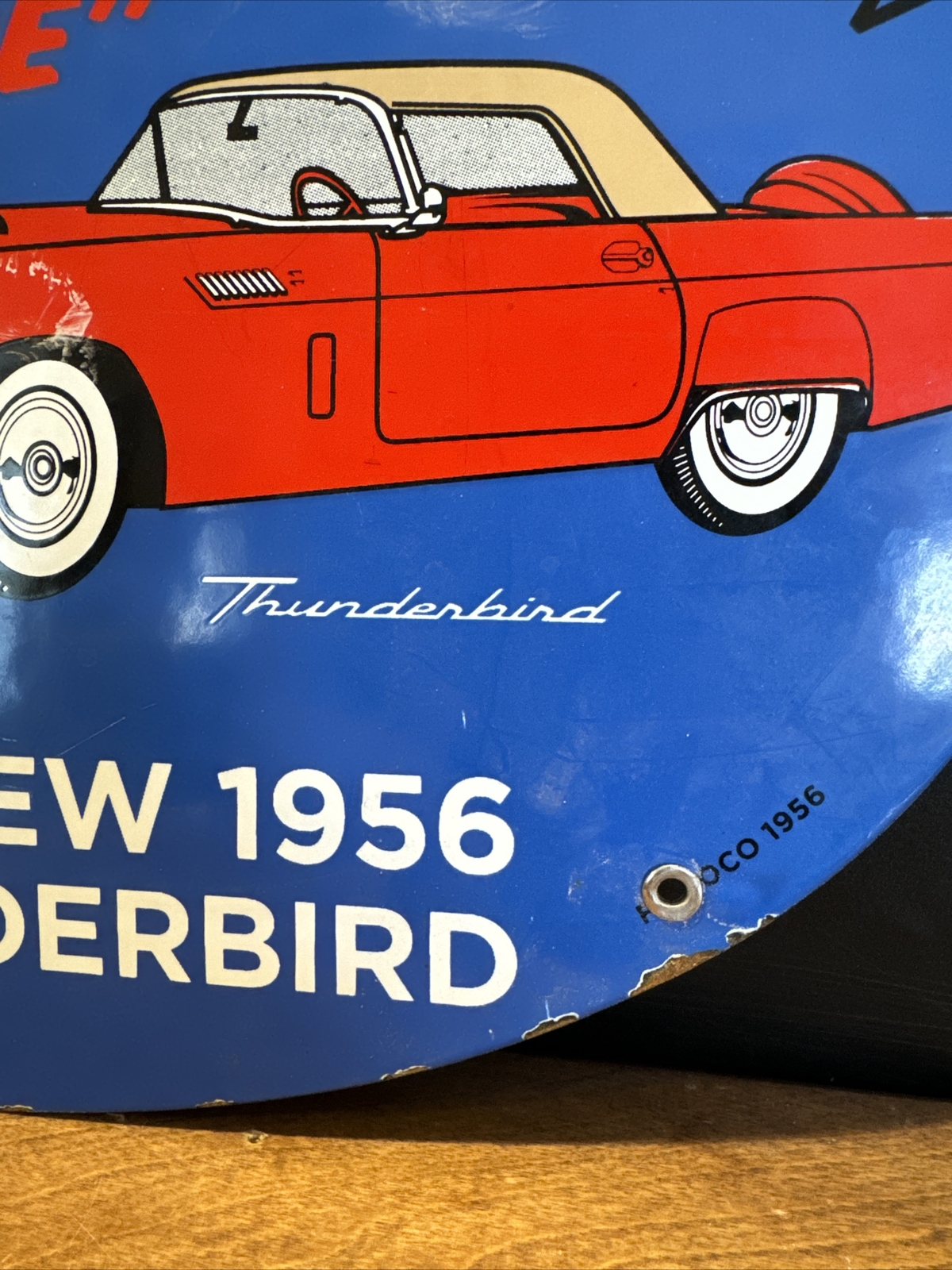 1956 VINTAGE STYLE “FORD THUNDERBIRD” PORCELAIN SIGN 16.5X11 INCH