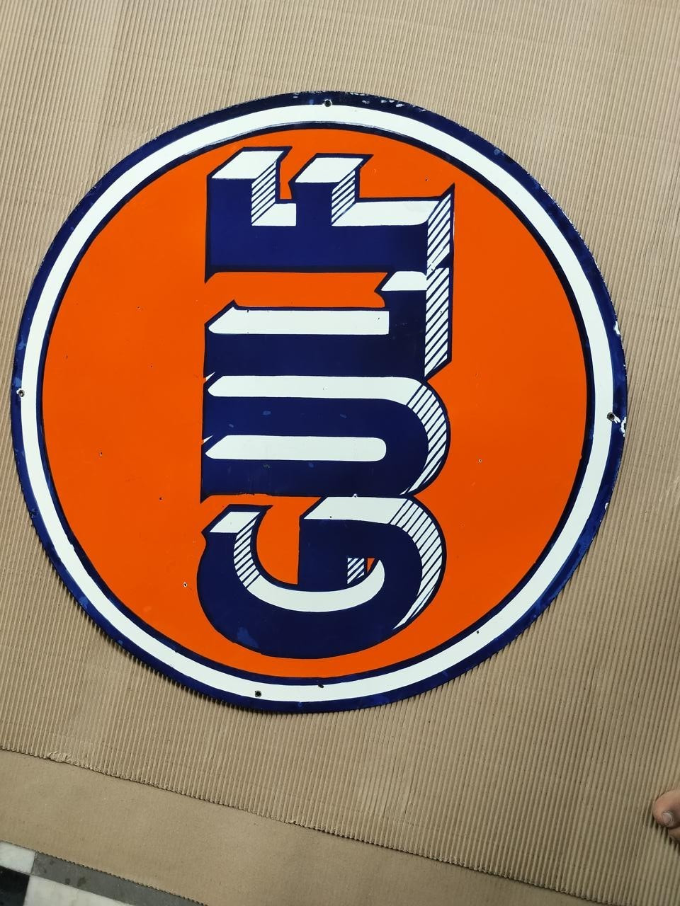 PORCELAIN GULF ENAMEL SIGN 30X30 INCHES DOUBLE SIDED